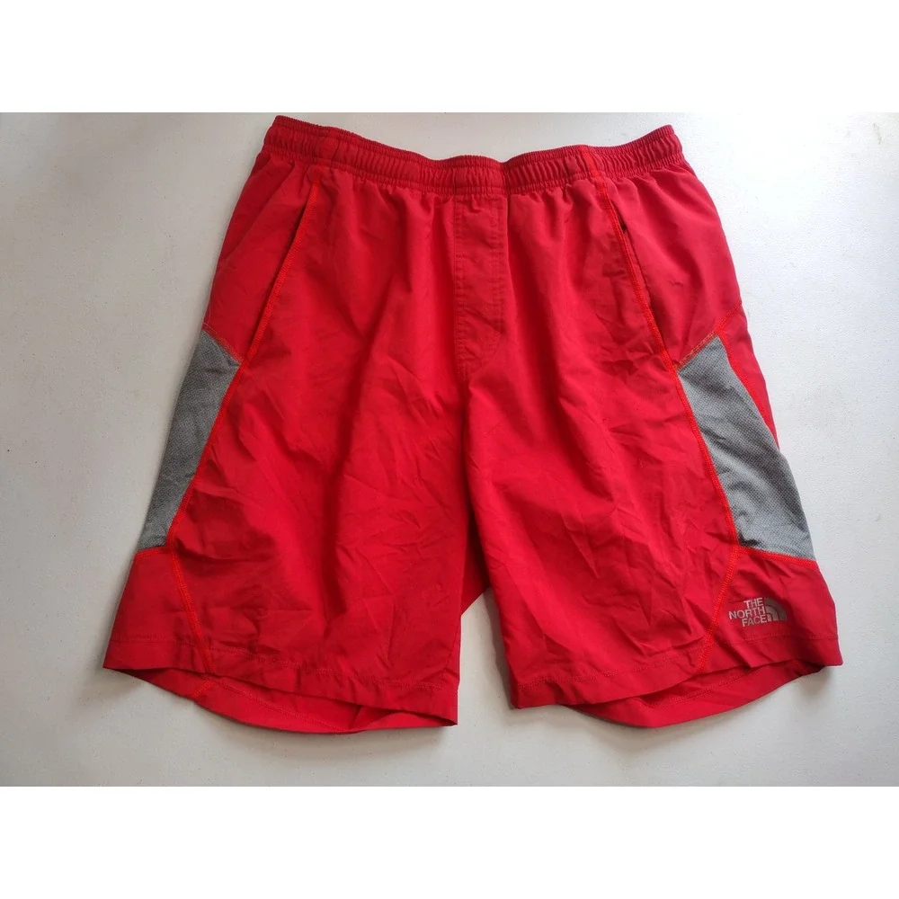 The North Face Mens FlashDry Athletic‎ Training Shorts Red Grey Size Medium